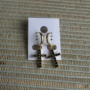 ⭐️-Gold and Black Cross Earrings